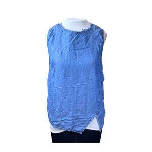 DKNY Womens Blue Sleeveless Lyocell Top Size S